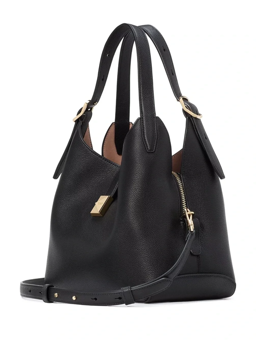 kate spade new york Deco Pebbled Leather Crossbody Tote - Black